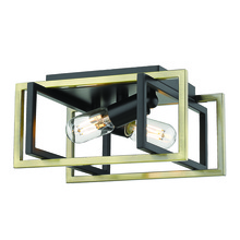  6070-FM BLK-AB - Tribeca Flush Mount in Matte Black with Aged Brass Accents